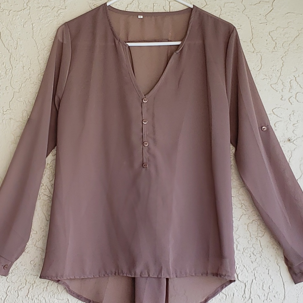 Sheer & Unique Long Sleeve Blouse